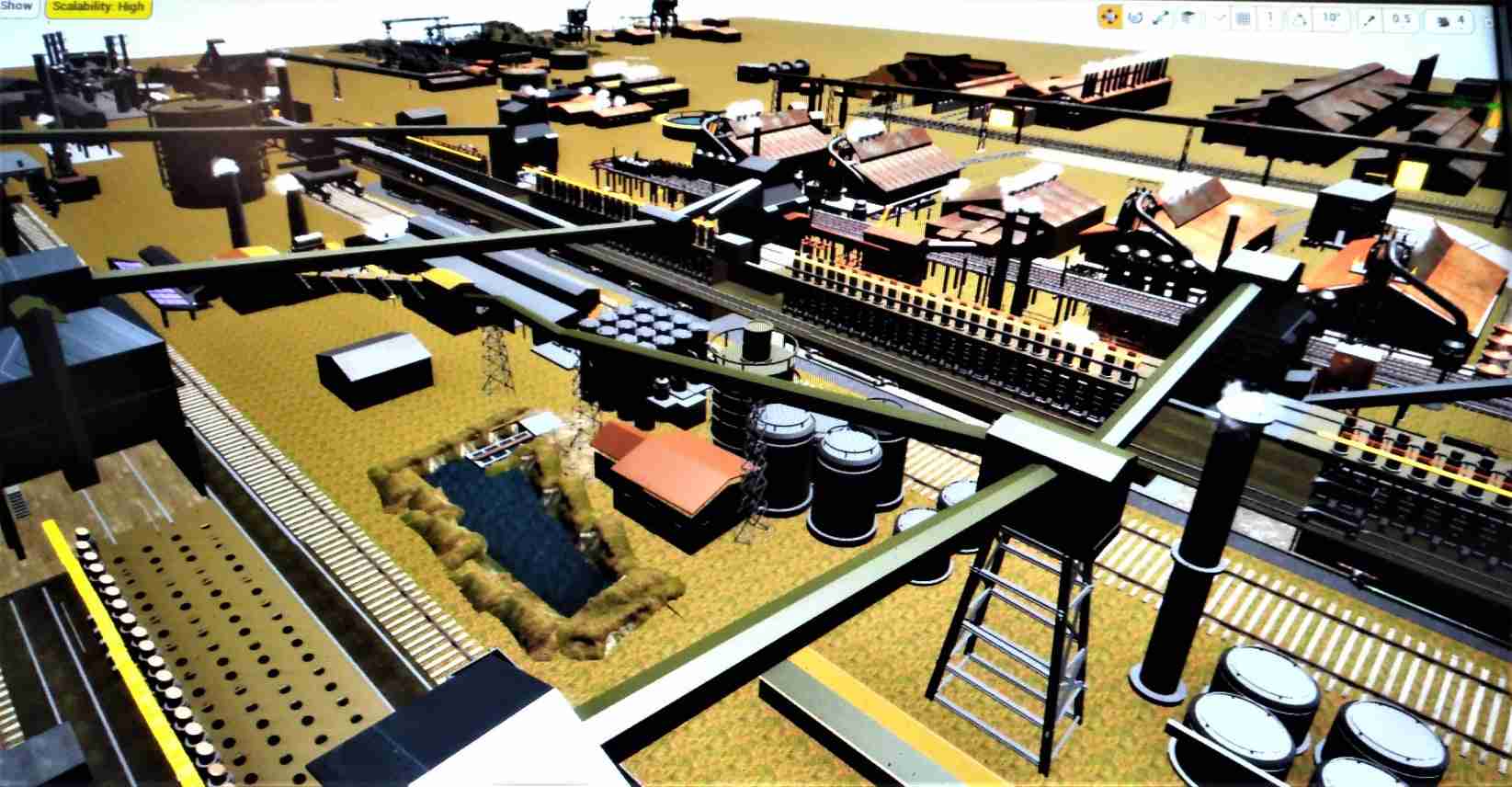An aerial view of a computer-generated rendering of the Sparrows Point mill