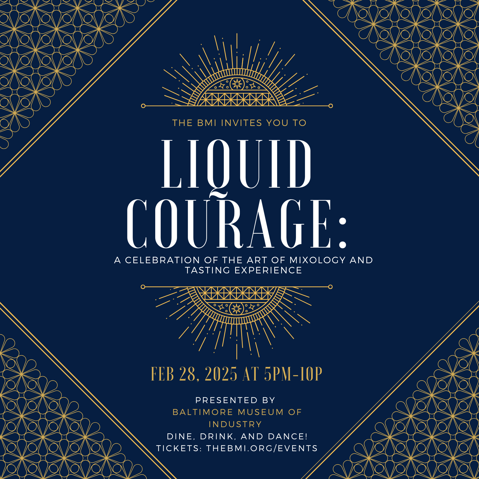 Black and Gold Vintage Party Invitation Liquid Courage Invitation